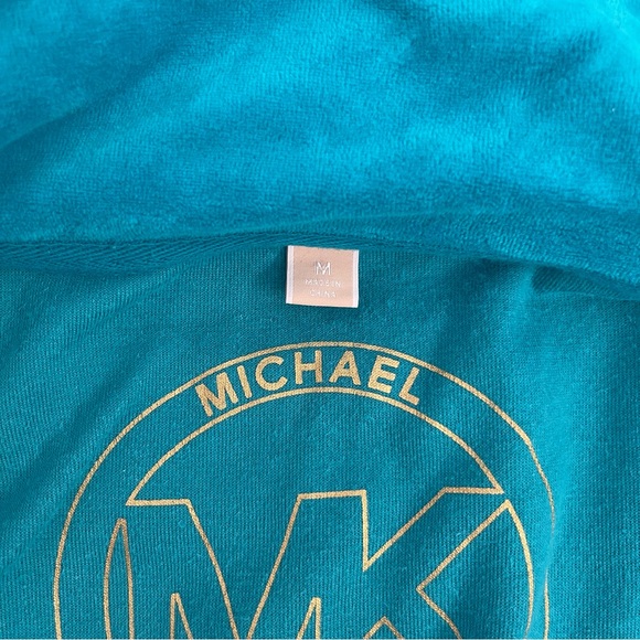 Woman’s Michael Kors Aqua Blue Velour Track Suit Zip Jacket & Shorts - Picture 5 of 6